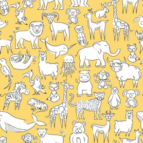 All sorts of animals - yellow