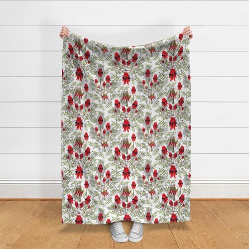 Sturt's Desert Pea in Bloom - grey silhouette on white, large 