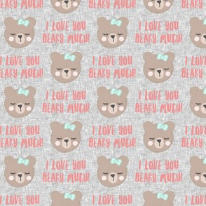 (small scale) I love you beary much! - pink & mint - valentines day - LAD19BS