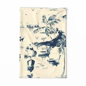 Painterly blue seaside Tea Towel