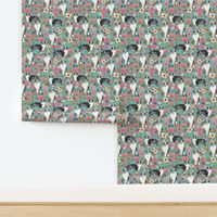 TINY - australian shepherd florals blue florals flowers cute girls aussie dog fabric australian shepherds