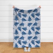 blue fern leaves on light blue | jumbo