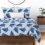 blue fern leaves on light blue | jumbo