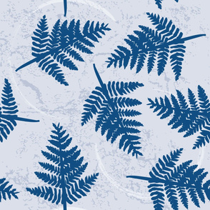 blue fern leaves on light blue | jumbo