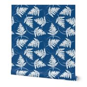 fern leaves classic blue and white