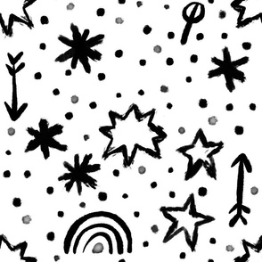 Muster Vorlage stars black and white