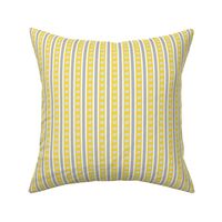WHMS - Minimalist Daisy Ticking Stripes - White - Grey - Yellow - 2 inch repeat