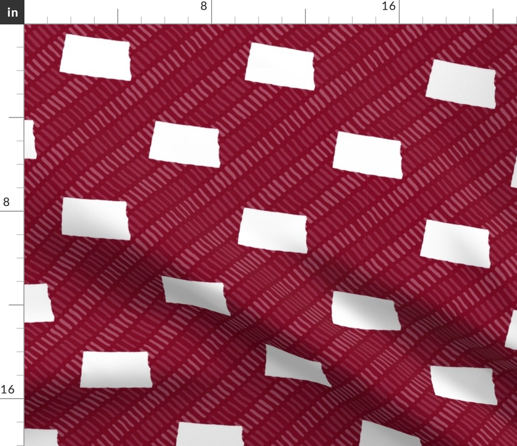 North Dakota State Shape Pattern Garnet and White Stripes