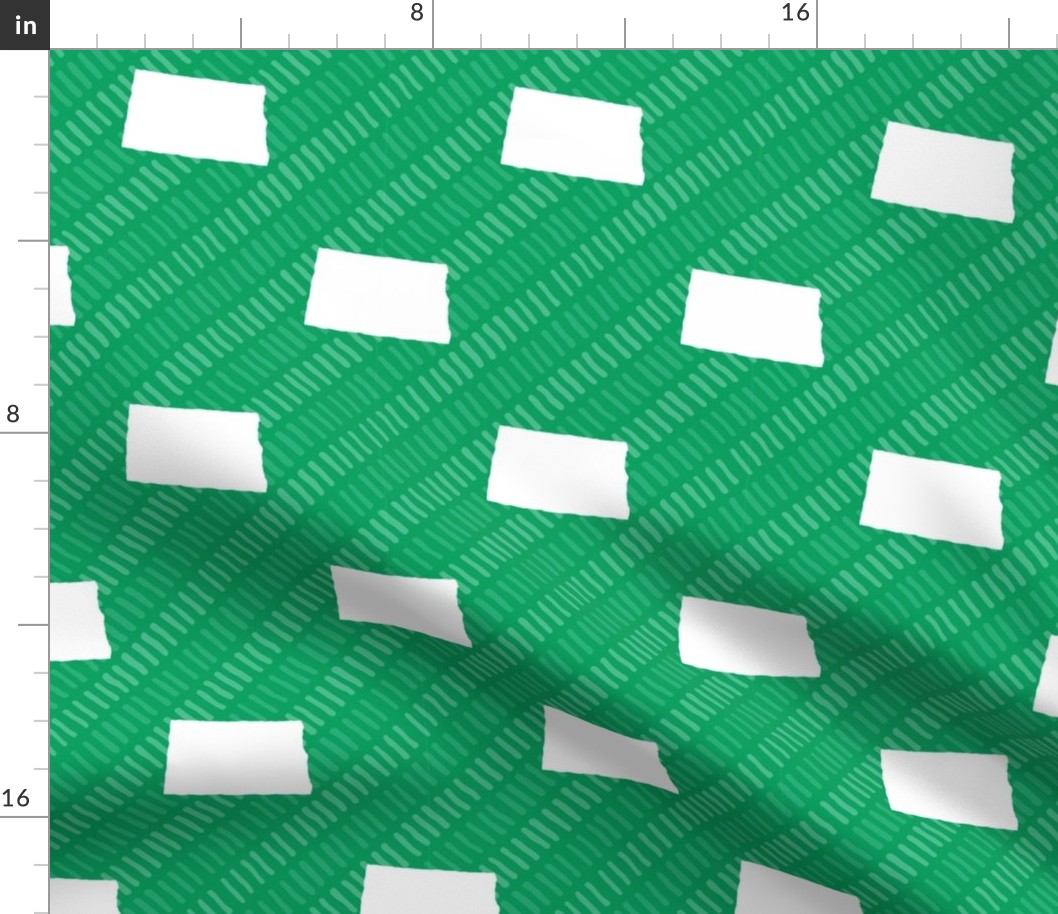 North Dakota State Shape Pattern Green and White Stripes