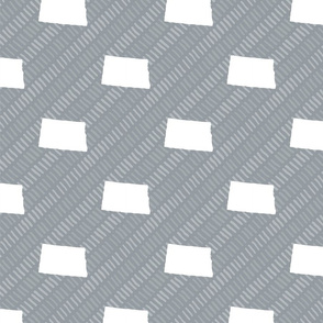 North Dakota State Shape Pattern Grey and White Stripes