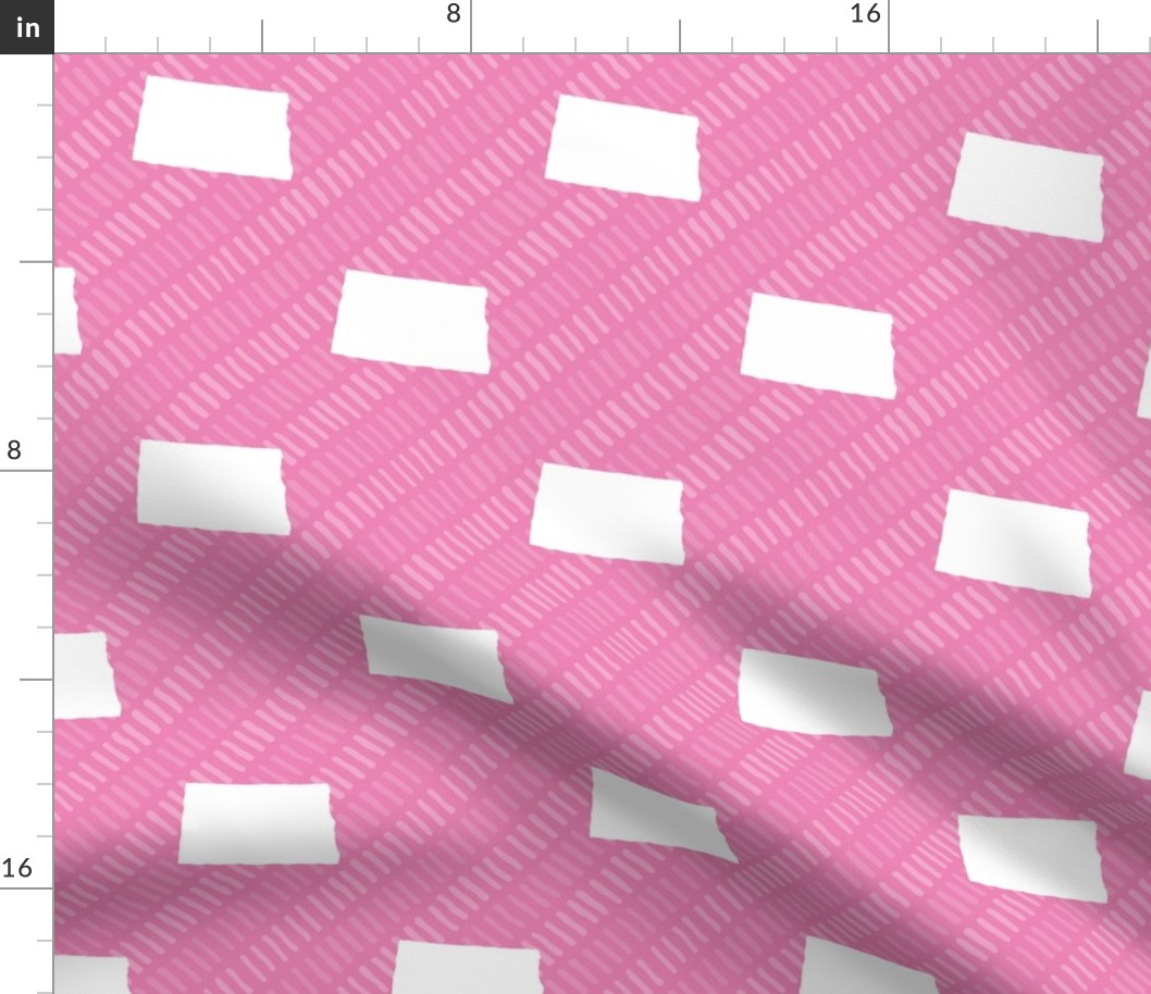 North Dakota State Shape Pattern Pink and White Stripes