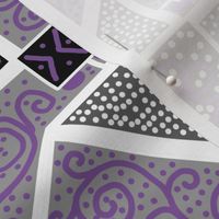 Purple and Gray Scrolls Whirling with Dots