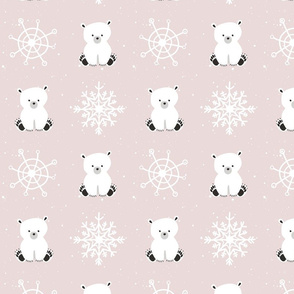 Polar Bear Snowflakes Pink