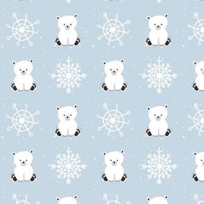 Baby Polar Bear Snowflakes Blue