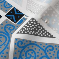 Blue and Gray Scrolls Whirling with Dots