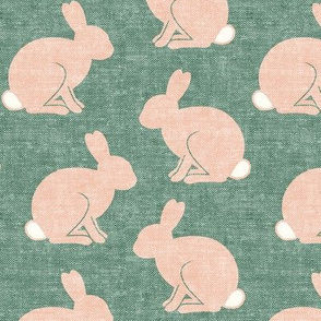 3" scale - Bunnies - pink on green - easter - spring - LAD19