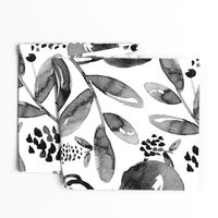 Bountiful Bouquet - Black and white watercolor floral - Jumbo Scale