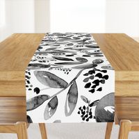 Bountiful Bouquet - Black and white watercolor floral - Jumbo Scale