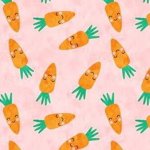 cute carrots on pink - easter - spring garden - LAD19