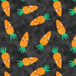 cute carrots on dark grey - easter - spring garden - LAD19