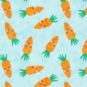 cute carrots on blue - easter - spring garden - LAD19