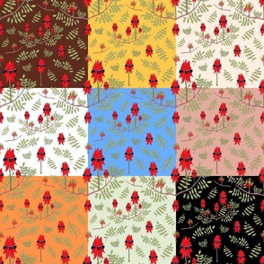 sturt's Desert pea lace - multicoloured patchwork