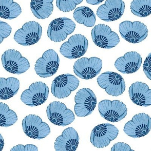 Art Nouveau Cornflowers Blue Tossed on White