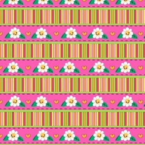 Flower Patch Micro Stripe / Fun Fun Fun - Pink- Rainbow    