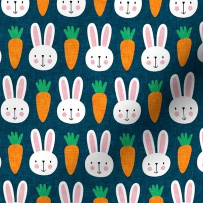 bunnies and carrots - v2- dark blue - spring & easter - LAD19