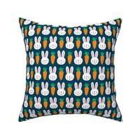 bunnies and carrots - v2- dark blue - spring & easter - LAD19