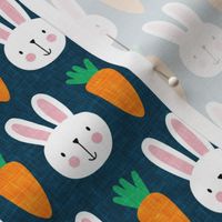bunnies and carrots - v2- dark blue - spring & easter - LAD19