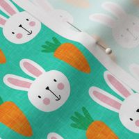 bunnies and carrots - v2- teal - spring & easter - LAD19