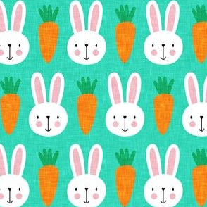 bunnies and carrots - v2- teal - spring & easter - LAD19
