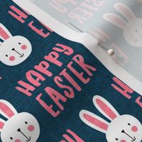 happy easter - bunny - pink on blue - LAD19