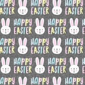 happy easter - bunny - pastel on grey - LAD19