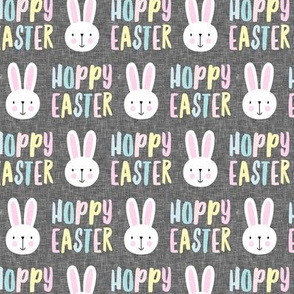 hoppy easter - bunny - pastels on grey - LAD19