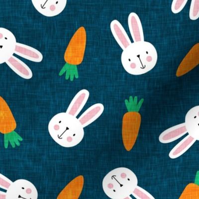 bunnies and carrots - dark blue  - easter spring - LAD19