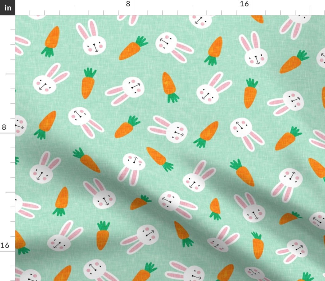 bunnies and carrots - mint  - easter spring - LAD19