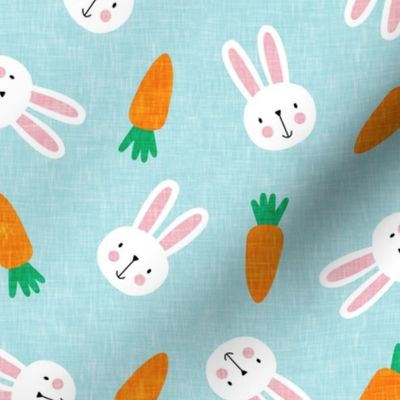 bunnies and carrots - blue  - easter spring - LAD19