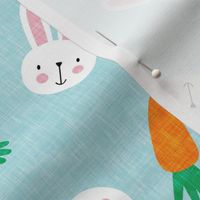 bunnies and carrots - blue  - easter spring - LAD19