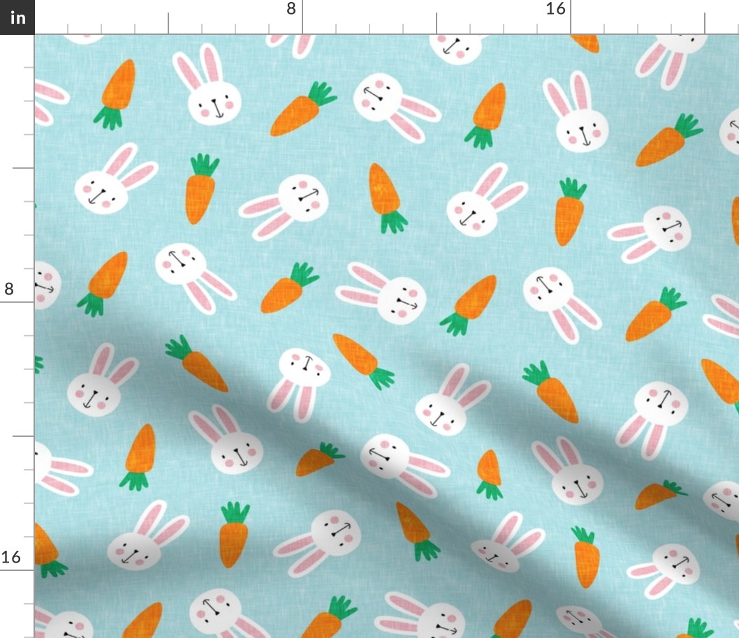 bunnies and carrots - blue  - easter spring - LAD19