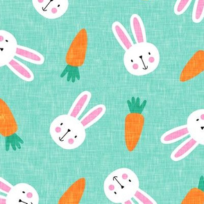 bunnies and carrots - aqua  - easter spring - LAD19