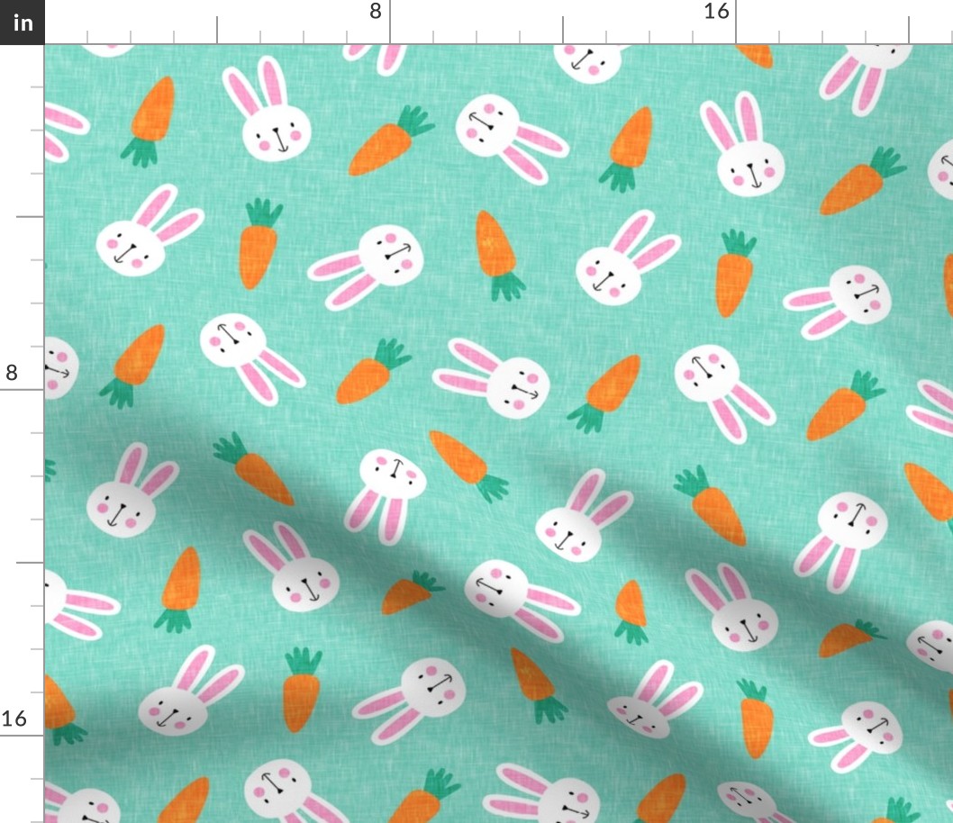 bunnies and carrots - aqua  - easter spring - LAD19