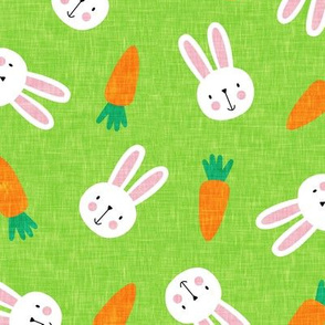 bunnies and carrots - green  - easter spring - LAD19