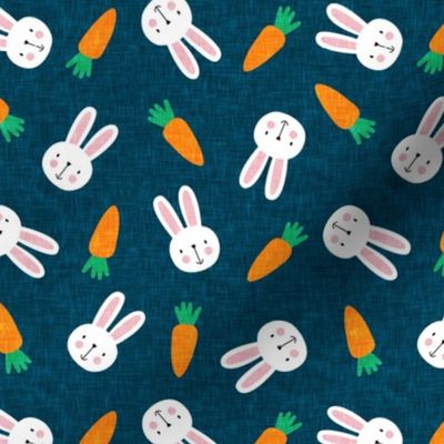 (small scale) bunnies and carrots - dark blue  - easter spring - LAD19