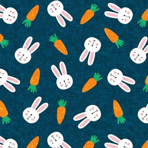(small scale) bunnies and carrots - dark blue  - easter spring - LAD19