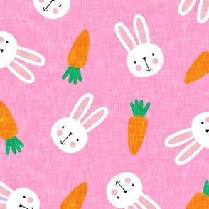 bunnies and carrots - pink - easter spring - LAD19