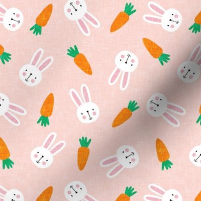 (small scale) bunnies and carrots - light pink - easter spring - LAD19