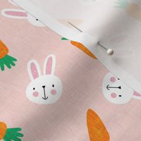 (small scale) bunnies and carrots - light pink - easter spring - LAD19