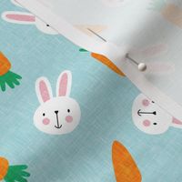 (small scale) bunnies and carrots - blue - easter spring - LAD19